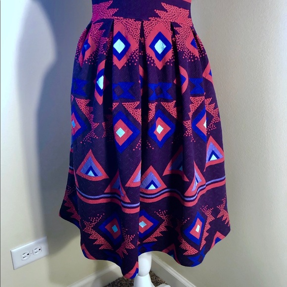 SOLD LuLaRoe “Amelia” Fit & Flare Aztec Dress XS - Picture 5 of 8